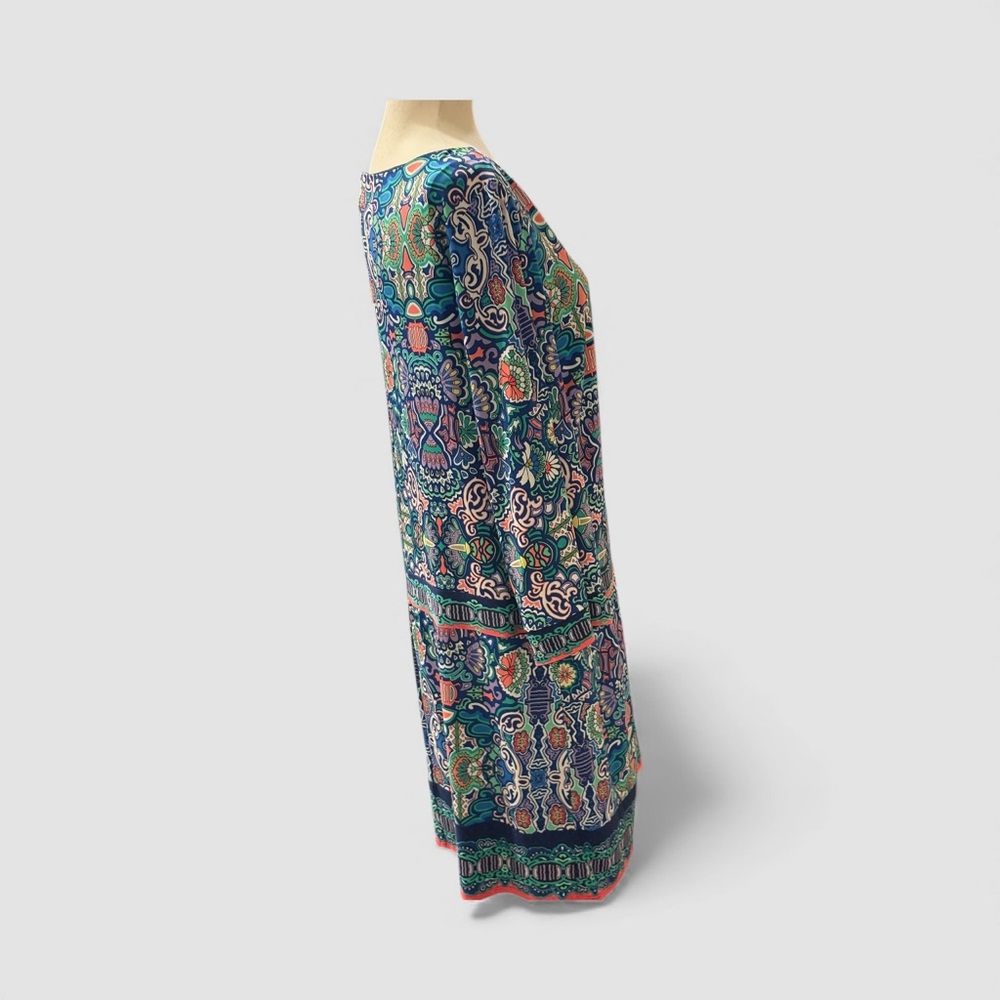 Laundry By Shelli Segal Navy Blue and Multicolour Print Sheath  size Large - Picture 9 of 13